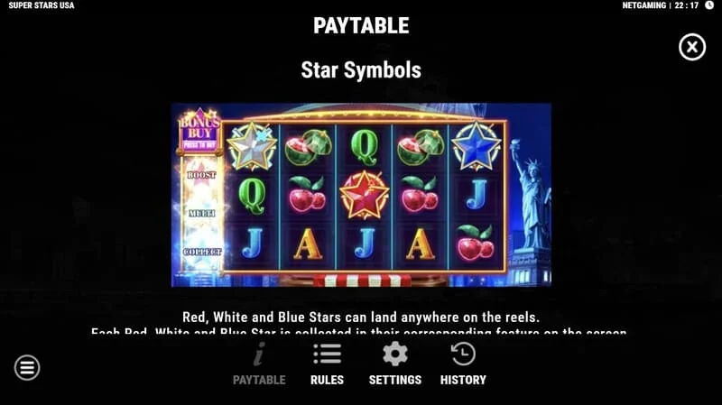 Super Stars USA - симболи на ѕвезди во Hold & Win